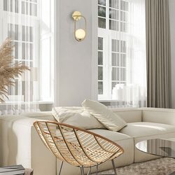 Interior Round Opal Glass with Satin Gold Frame Wall Light - ARO1