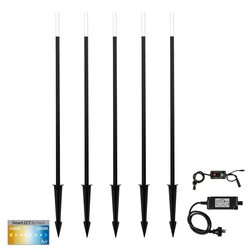 Drique 5 x 1W CCT 240V / 24V DC LED Garden Bollard Spike Light Kit Black - HV1514CCT-BLK-KIT