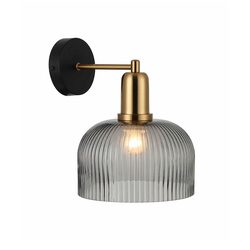 Interior Dome Glass Wall Light Antique Brass Highlight With Smokey Black - VINTAJ1W