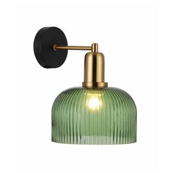 Interior Dome Glass Wall Light Antique Brass Highlight With Green - VINTAJ2W
