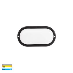 Muovi 5W CCT 240V LED Oval Small Wall or Ceiling Light Black - HV3526T-BLK