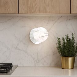 Odessa Marble Opal Glass LED Wall Light With Chrome Base Small / Warm White - LM002WL010