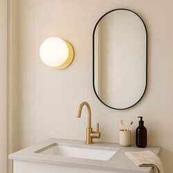 Odessa Opal Frosted Glass LED Wall Light With Brass Base Large / Warm White - LM002WL033