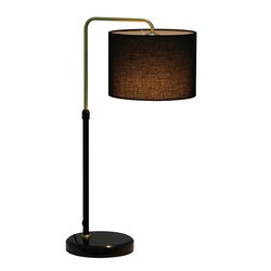 Arriba Drum Shade With Marble Base Height Adjustable Table Lamp Black - ARRIBA-T1