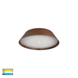 Noyer 25W CCT 240V LED Oyster Light Walnut / White - HV5871T