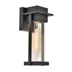 Ashton Galvanised Iron Black Wall Light - HV3537W-S-BLK