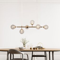 VOLLI.6 Satin Brass 6 Light Optic Glass Pendant - OL65015/6SB