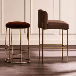 Aiden Gold Steel Kitchen Stool Range Dark Chocolate Velvet - 34170