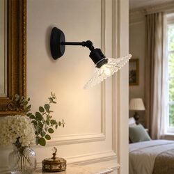 Croydon Clear Pleated Glass Wall Light Clear / Black - OL69441BK/CL