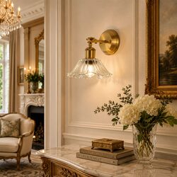 Fleur Vintage Glass Wall Light Clear / Satin Brass - OL69452SB/CL