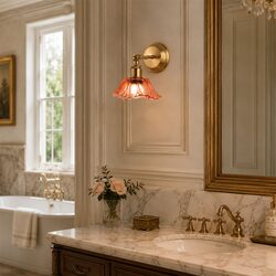 Fleur Vintage Glass Wall Light Pink / Satin Brass - OL69452SB/PK