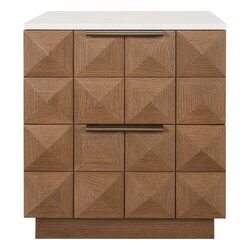Benedict Walnut Bedside Table White Marble - B34069