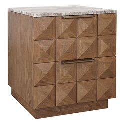 Benedict Walnut Bedside Table River Brown Marble - B34070