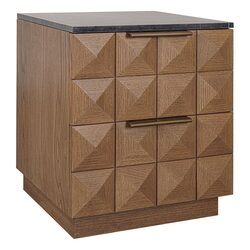 Benedict Walnut Bedside Table Black Marble - B34072
