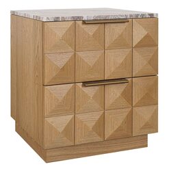 Benedict Natural Oak Bedside Table River Brown Marble - B34082