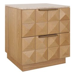 Benedict Natural Oak Bedside Table Travertine - B34083