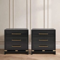 Pearl Large Black Bedside Table Set of 2 - Z32255