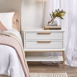 Aimee Bedside Table Large White Set of 2 - Z32438
