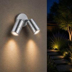 Fremantle 2 x 5W CCT 240V GU10 LED Double Adjustable Wall Light Titanium - 206148