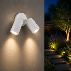 Fremantle 2 x 5W CCT 240V GU10 LED Double Adjustable Wall Light White - 206151