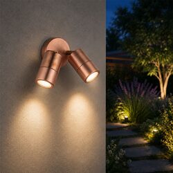 Fremantle 2 x 5W CCT 240V GU10 LED Double Adjustable Wall Light Copper - 206152