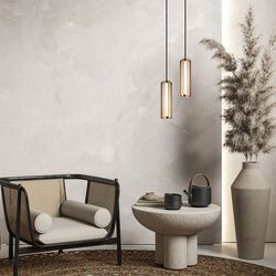 Interior LED Tri-CCT Glass With Curve Cylinder Pendant Coffee - FRECCIA1