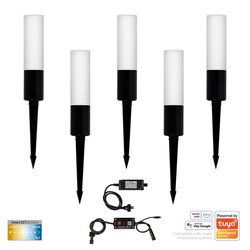 Akril Aluminium CCT LED Garden Spike 5 Light Kit Black - HV1449CCT-BLK-KIT