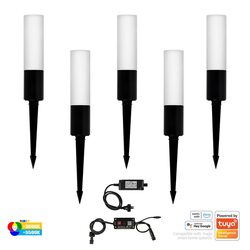 Akril Aluminium RGBCW LED Garden Spike 5 Light Black - HV1449RGBCW-BLK-KIT