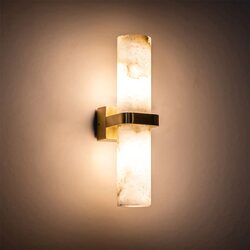Albast Wall Light With Alabaster Glass Brass - HV8079T-BR