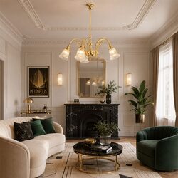 Victoriana 5 Light Pendant Polished Brass with Zipper 23 Clear Shades - LOI3001281A
