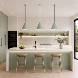 Interior Iron Shade With Frosted Diffuser Pendant Matte Green - KONUS2