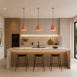 Interior Iron Shade With Frosted Diffuser Pendant Terra Cotta - KONUS3