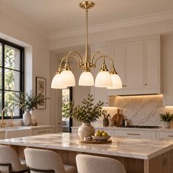 Benson 5 Light Pendant Arms Down Satin Brass - LOI1001671A