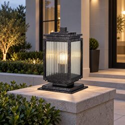 Boulevard Small Outdoor Pillar Mount Antique Black - LOI1001767