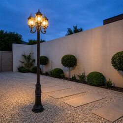 Flinders 3 Head Outdoor Garden Post Light Antique Black - LOI1001819A