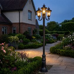 Waterford 3 Head Outdoor Garden Post Light Antique Black - LOI1001822A