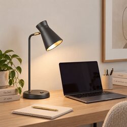 Cone Iron Adjustable Shade Antique Brass Highlight Table Lamp Sand Black - MECTO-T1