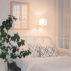 Interior Slanted Pleated Fabric Shade Wall Light White - PREGA-W2