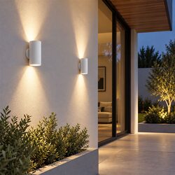Cylo 2 x 9W CCT 240V LED Up / Down Wall Light Matt White - UOW-CYLO-WH-3CCT
