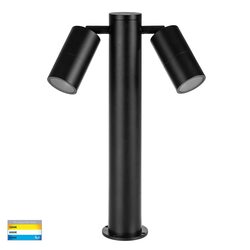 Tivah 2 x 5W CCT 12V DC MR16 LED Double Adjustable Bollard Light Black - HV1501T-BLK-12V