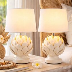 Tasha Artichoke Ceramic Table Lamp Set of 2 Natural - LL-14-0338N