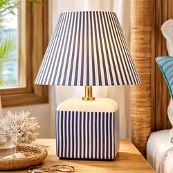 Amaris Ceramic Striped Table Lamp Blue - LL-27-0337B