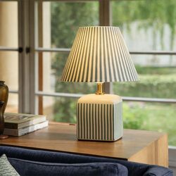 Amaris Ceramic Striped Table Lamp Green - LL-27-0337G