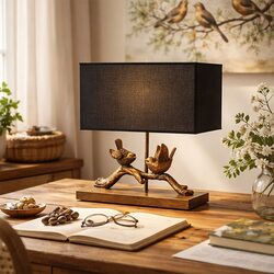 Birds on Branch LED Table Lamp Brushed Gold & Black - LL-LED-37