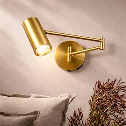 Beatrice Swing Arm Wall Lamp With Charging Ports Brass - LL002WL027BR