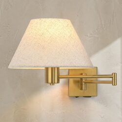 Elspet Swing Arm Wall Lamp With Charging Ports Brass - LL002WL028BR