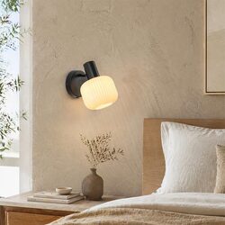 Freja Reading Wall Lamp With Charging Ports Matt Black - LL002WL030