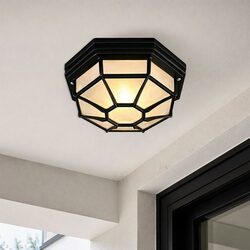 Alaya Outdoor Mounted Ceiling Light Matt Black - LLOL047B