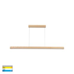 Madeira 20W CCT 240V LED Up & Down 1200mm Pendant Oak Timber - HV6018T-OAK