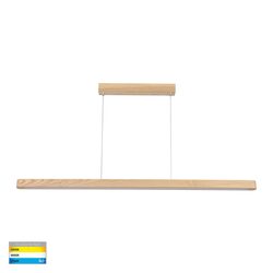 Madeira 28W CCT 240V LED Up & Down 1800mm Pendant Oak Timber - HV6020T-OAK